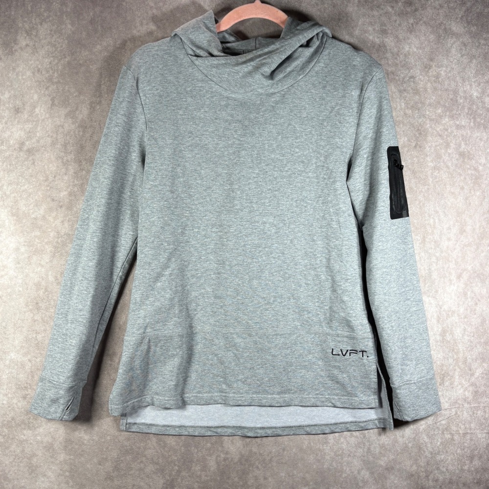 LVFT Hoodie Mens Large Gray Live Fit Pullover Cowl Neck Arm Pocket Training Gym